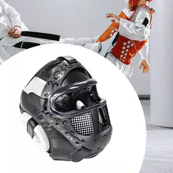 Боксерский шлем Каратэ для кикбоксинга Боевые виды спорта Тхэквондо black L