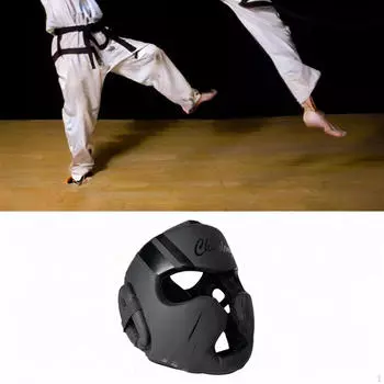 Боксерский шлем регулируемый удобный профессиональный ММА муай тай Black