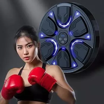 Боксерский тренажер Настенный боксерский мишень Режим освещения Bluetooth-совместимый настенный ритм-музыкальный боксерский автомат чёрный