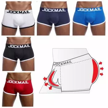 Боксеры JOCKMAIL Съемные набедренные подушечкиМужское нижнее бельеДышащий хлопокЗдоровый клуб спортивный стильТрусы-плавки M чёрный