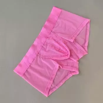 Боксеры JOCKMAL ультратонкие сетчатые дышащие полупрозрачные сексуальные с низкой талией мужские боксеры однотонные повседневные спортивные шорты M розовый