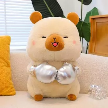 Boxing Capybara Doll Kapibara Plush Toy Ugly Cute Wind Doll Bed Sleeping Doll Doll Boys 45cm0.7kg светло-коричневого