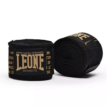 Боксёрский бинт LEONE 1947 года, эластичный, с застёжкой-липучкой, обычный размер, LEGIONARIVS, чёрный [БИНТОВКИ ДЛЯ РУК] 3,5 м AB705/BKGD [подлинный] чёрный
