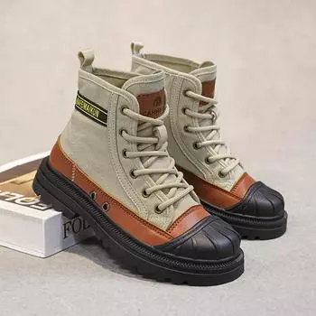 Boy Black Outdoor Hiking Boots Girl Ankle Booties Kids Teens Students School High Black Sneakers Large Size EU:33 чёрный