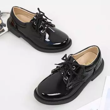 Boy Leather Shoe Spring Autumn Versatile Children s Black School Flat Shoes for Performance Fashion Causal Kids Shoes Glossy PU 28 белый