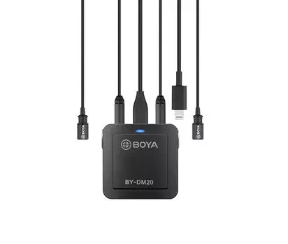 BOYA BY-DM20 2 Person Digital Lavalier Microphone with Lightning/USB-C/USB Output Cable for iPhone/iPad/Smartphone/Tablet/Mac/PC Computer Black