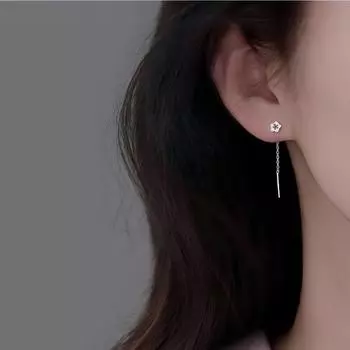 [Boya] S925 Sterling Silver Flowers Hanging Earrings Accessible Luxury Fancy Stud Earrings 2025 New Arrival Hot-Selling Earrings Female Earrings Flower Ear Line