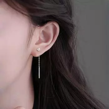 [Boya] S925 Sterling Silver Ruyi Tassel Hanging Earrings Accessible Luxury Fancy Pierced-Ear-Caring Ear Studs Earrings Female Earrings Ruyi Knot Ear Line