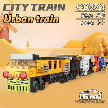 Boys And Girls Car Model City Train Fire Truck Toy Police Car 16 In 1 Assembly Diy Building Block