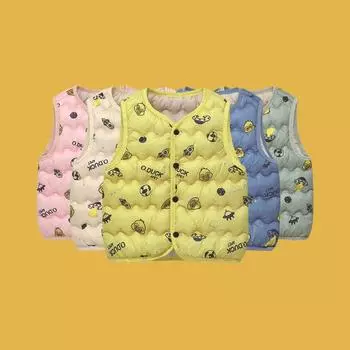 Boys and Girls Infants Warm Cotton Vest Children s Small Yellow Duck Vest Children s Clothing size 90 (70-80 height) розовый