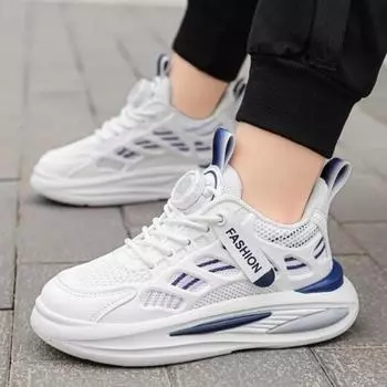 Boys and Girls Sneakers 2024 Spring and Autumn New Mesh Children s Sports Flat Shoes Kids Breathable Casual Running Shoes 26 темно-синий