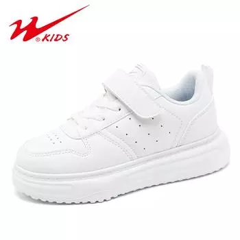 Boys and girls Velcro little white shoes autumn mid-board shoes white breathable casual sneakers 27 белый