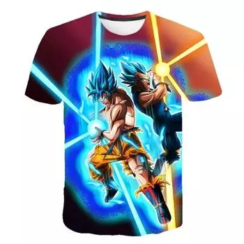 Boys Girls Cartoon Anime Graphic Dragon Ball Print 3d Goku Short Sleeve Tops Children Clothes 110