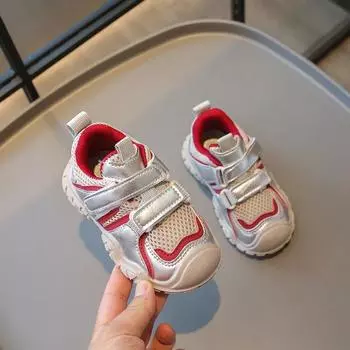 Boys Girls Mesh Breathable Running Shoes 2024 Autumn New Fashion Children Sneakers Lightweight Soft Kids Versatile Sports Shoes 21 чёрный