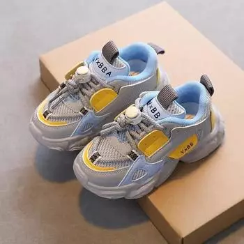 Boys Girls Running Shoes Handsome Versatile Students Sneakers Thick Soft Sole 2024 New Fashion Children Sports Shoes Non-slip 21 бежевый