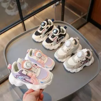 Boys Handsome Small Children s Sneakers In The Fall Girls Rotary Button Casual Shoes Pops Shoes Tide 21 розовый