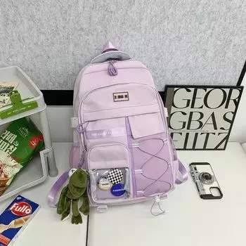 Boys High School Students Large Capacity Waterproof Good-looking 2025 New Arrival Burden Reduction Spine Protection Ultra Light Backpack All-Match Bag Purple [long-legged frog + badge]]