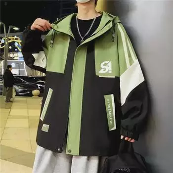 Boys Hong Kong Style Hooded Jacket: New Contrast Stitching, Casual Loose Cardigan for Spring and Autumn. M