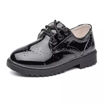 Boys Leather Shoes For Party Wedding Performance Show Stage Black Children Teenagers Casual Flats Kids Patent Leather Shoes Soft 21 белый