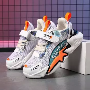 Boys running shoes soft sole 2025 spring and summer mesh breathable single mesh medium and large children s and girls sports shoes are trendy 30