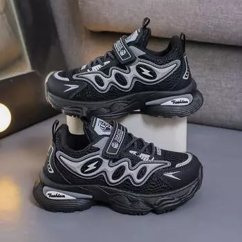 Boys shoes 2025 spring and autumn new children s casual dad shoes medium and large children s mesh breathable sports shoes boys autumn 48 inner length 60cm розовый