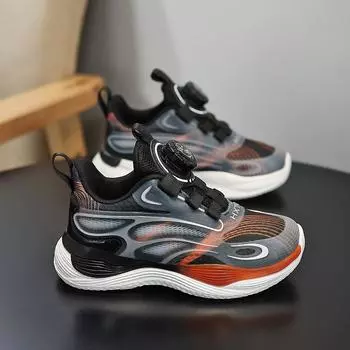 Boys shoes sneakers 2024 spring and summer new mesh breathable shock absorption rotating buckle running shoes children s running shoes 30