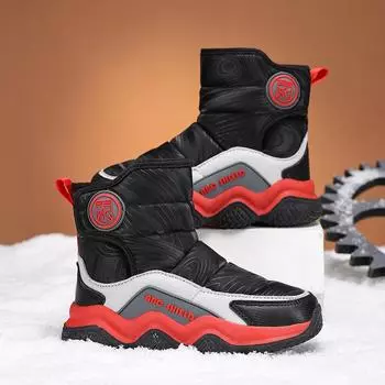 Boys Winter Boots Girls Purple Snow Boots Children Kids Students School Grey Green Outdoor Warm Boots with Fur EU: 38 чёрный