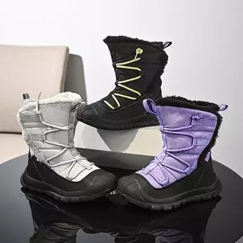 Boys Winter Boots Girls Snow Boots Children Kids Black Lacing Cotton-padded Shoes Warm Boots with Fur EU: 31 чёрный