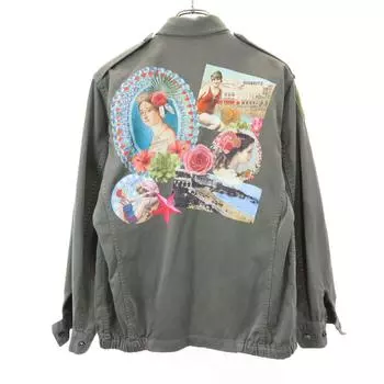 bp BAIGNEUSES PALACE Back print Military jacket khaki Men s Used