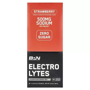 BPN, Электролиты, смесь для приготовления напитка для регидратации, со вкусом клубники, 30 пакетиков, 0,2 унции (5,2 г) Каждый