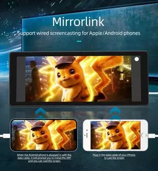 BQCC 10,26-дюймовый портативный автомобильный плеер с IPS-экраном, автомобильный видеорегистратор, беспроводной Carplay, Android Auto, BT/USB/TF/AUX, мультимедиа, смарт-стереорадио