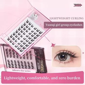 BQI Cat Eye Glue-free False Eyelashes Lazy Reusable Simulation Eyelashes Natural Curling Beginner Makeup Tool