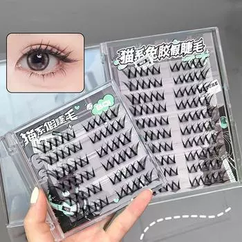 BQI Cat Style ресницы без клея, натуральные самоклеящиеся ресницы многоразовые ресницы 10-15 мм сегментированные ресницы большой емкости