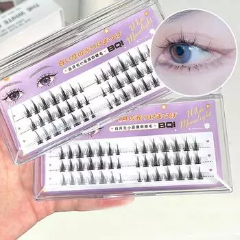 BQI False Eyelashes Ultra-thin Stems Natural Simulation Segmented Single Cluster Lazy False Eyelashes