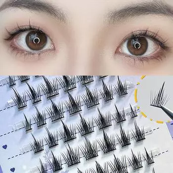 BQI Накладные ресницы Натуральная имитация Толстый завиток Тонкий стержень Одиночный кластер Сегментированные накладные ресницы