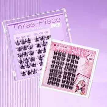 BQI Three-piece Style Sun Flower False Eyelashes, Soft Light Wear Eyelashes Enlarged Eye Make False Eyelashes