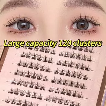 BQI Ultra-curly Sunflower False Eyelashes D Curl Enlarged Eye Makeup Looks, Large Capacity 120 clusters Eyelashes