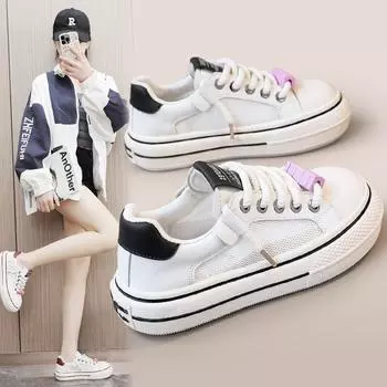 Br1202 Новые полые сетчатые туфли женские летние увеличивающие рост стельки дышащая платформа сетчатая поверхность белые туфли универсальные женские 35