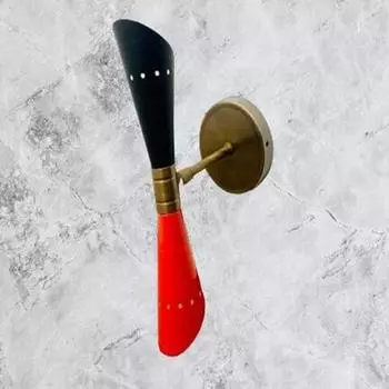Бра середины 1950-х годов, черное красное итальянское настенное бра Diabolo Light Fixture Lamp