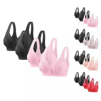 Bra without steel rim Middle-aged and elderly thin front buckle vest bra elderly large size underwear female mother S 36/80BC