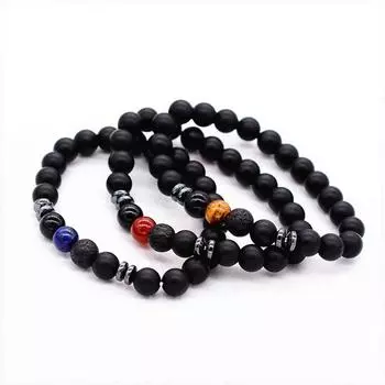 Bracelet Black Frosted Stone Magnet Elastic Rope Bracelet Chain Anklet For Men And Women