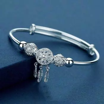 Bracelet Female Plated with S999 Silver, Niche Personality, Cold and Indifferent Style Opening Bracelet, Silver Bracelet Adjustable size