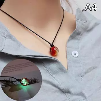 Bracelet For Women Glowing Gem Charm Jewelry Leather Rope Halloween Pendant Hollow Luminous Stone Pendant Necklace Gifts as the picture