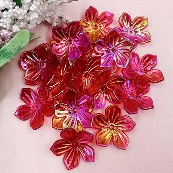 Bracelet Necklace Acrylic Beads 20PCS Loose Spacer Beads DIY Handmade For Jewelry Making 22.8mm Sun Flower Shape синий