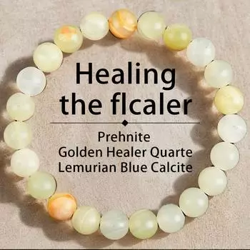 Bracelet with Richie, inspired by prosperity, brings peace and luck, handmade stone bracelet with spar and 8mm jewelry разноцветный