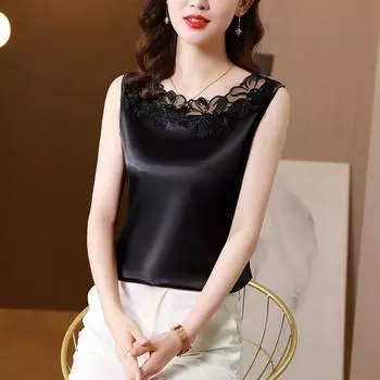 Braces in White Chiffon Base Loose Satin Silk Black 5XL(Suggested 75.00 kg-80.00 kg)