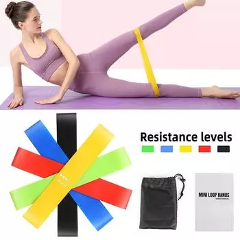 BraceTop 5 Pcs Portable Fitness Workout Equipment Rubber Yoga Weight Strength Gym Crossfit Elas H7P3 1set-One size