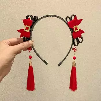 Braid Hair Children Wig Headband Flower Hanfu Hair Sticks Cute Chinese New Year Headwear Children E