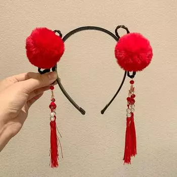 Braid Hair Children Wig Headband Flower Hanfu Hair Sticks Sweet Chinese New Year Headwear Baby G