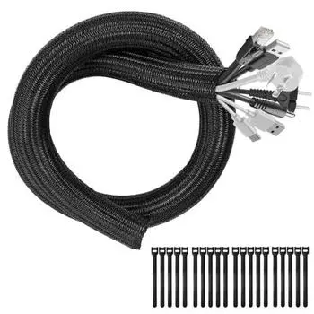 Braided Cable Sleeve Cable Storage Sleeve Total Length Approx. 3M Inner Diameter Approx. 13mm Protective Sleeve Cable Cover Wiring Cover Braided Cable